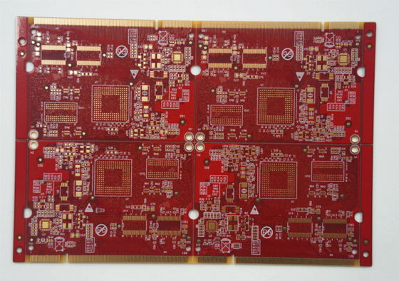 ราคาดี FR4 Tg135 1.0mm 6 Layer Rigid PCB with ENIG Gold Finger 40U'' Red Soldermask and Surface Finish สีแดง ออนไลน์